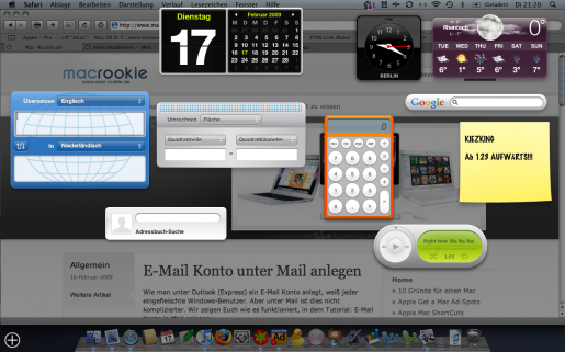 Mac Dashboard mit Widgets