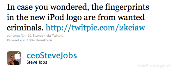 In case you wondered, the fingerprints in the new iPod logo are from wanted criminals