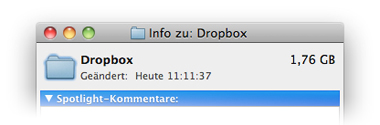 Mac OS Dropbox-Ordner Info