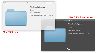 Mac OS X Lion vs Snow Leopard - Quicklook