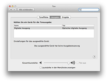 Mac Tonausgabe - optisch, digital