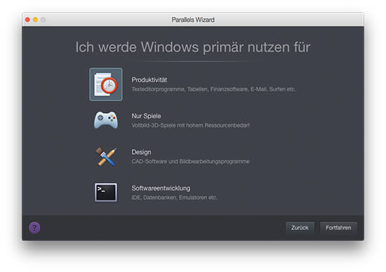 Parallels Desktop - Windows Verwendungszweck