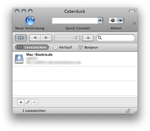 Cyberduck Mac OS FTP-Client - Lesezeichenübersicht
