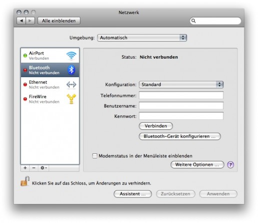 Mac Netzwerk Konfiguration