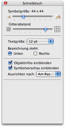 Mac OS Schreibtisch - Darstellungsoptionen
