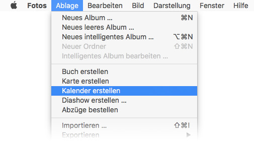 Fotokalender erstellen am Mac